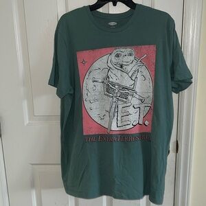 Aqua turquoise green with white ET tshirt